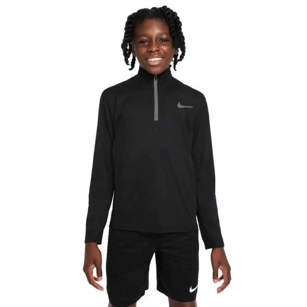 Nike Dri-Fit Poly 1/4 Zip Boys Black Long Sleeve, Size S Boys